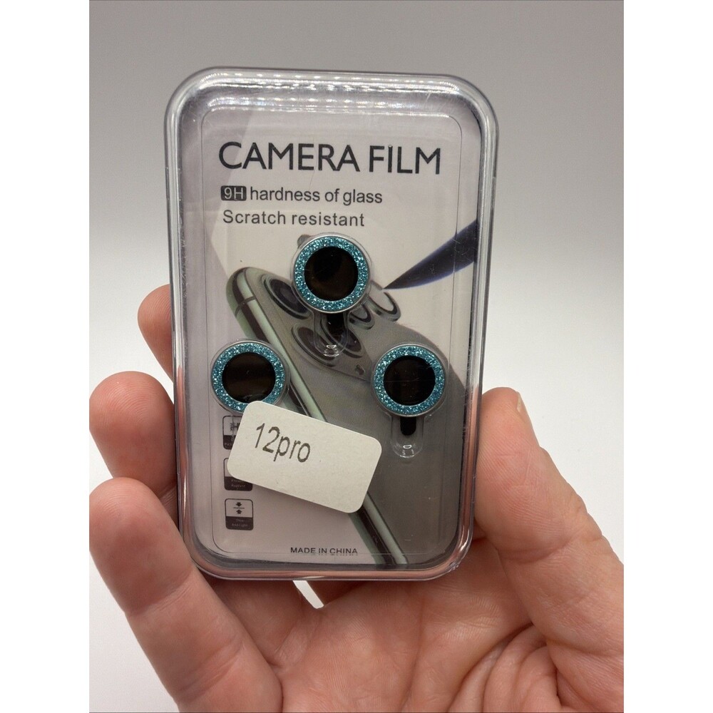 For iPhone 16 15 14 13 12 Pro Bling Diamond Camera Lens Protector Blue